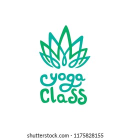 Yoga logo template. Yoga class abstract design vector template. Green and blue lotus.