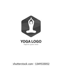 Yoga logo template design. Yoga logo with modern frame isolated on white background