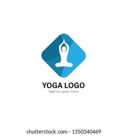 Yoga logo template design. Yoga logo with modern frame isolated on white background