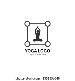 Yoga logo template design. Yoga logo with modern frame isolated on white background