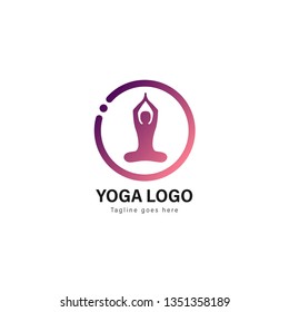 Yoga logo template design. Yoga logo with modern frame isolated on white background