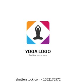 Yoga logo template design. Yoga logo with modern frame isolated on white background