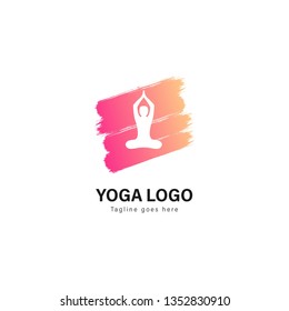 Yoga logo template design. Yoga logo with modern frame isolated on white background