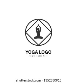 Yoga logo template design. Yoga logo with modern frame isolated on white background