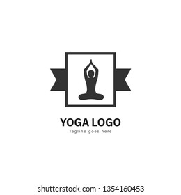 Yoga logo template design. Yoga logo with modern frame isolated on white background