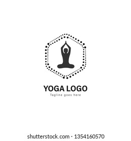 Yoga logo template design. Yoga logo with modern frame isolated on white background