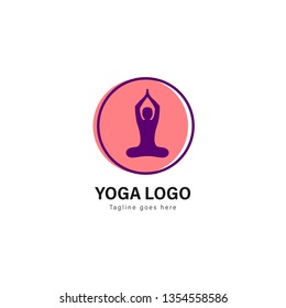 Yoga logo template design. Yoga logo with modern frame isolated on white background