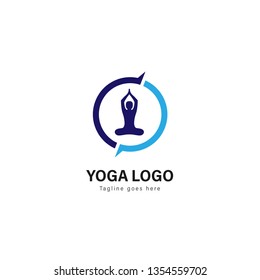 Yoga logo template design. Yoga logo with modern frame isolated on white background