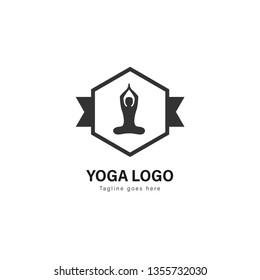 Yoga logo template design. Yoga logo with modern frame isolated on white background