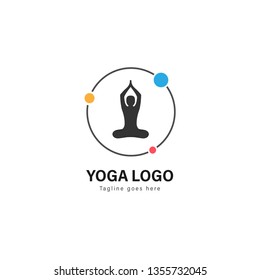 Yoga logo template design. Yoga logo with modern frame isolated on white background