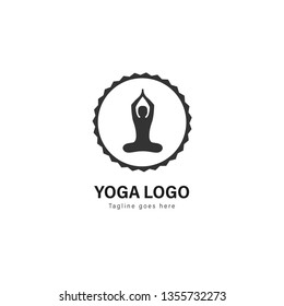 Yoga logo template design. Yoga logo with modern frame isolated on white background