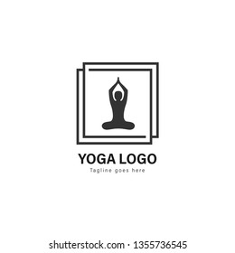 Yoga logo template design. Yoga logo with modern frame isolated on white background
