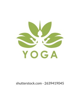 Yoga Logo Template. Green Logo. Happy international Yoga Day.