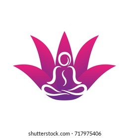 yoga logo template on white, man in lotus position