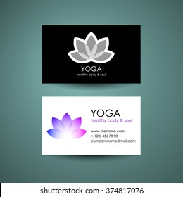 Yoga logo template. Yoga`s symbol -lotus. Business card design idea