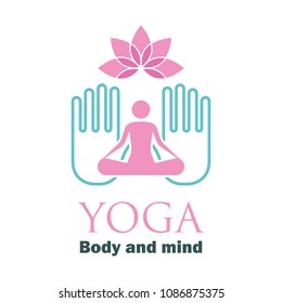 yoga logo with text space for your slogan / tagline, vector illustration