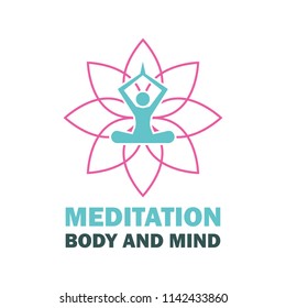 yoga logo with text space for your slogan / tagline, vector illustration