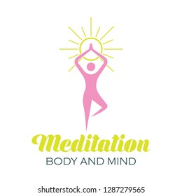yoga logo with text space for your slogan / tagline, vector illustration