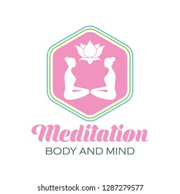 yoga logo with text space for your slogan / tagline, vector illustration