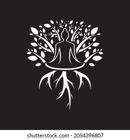 Yoga logo with tree icon design