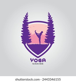 Ilustración del diseño del vector del logotipo del yoga en el fondo