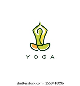 yoga logo vector icon illustration line outline monoline style