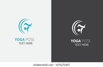 Yoga Logo Vector Illustration design , with Yoga Poses Silhouette