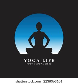 Yoga-Logo und Vektorgrafik mit Slogan-Vorlage