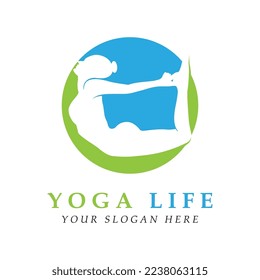 logotipo de yoga y vector con plantilla de slogan