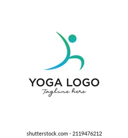 Diseño de plantilla vectorial de logotipo de yoga estilo lineal abstracto.