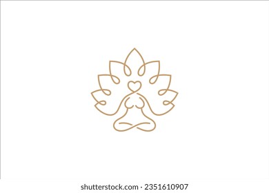 Yoga logo. Wellness health spa line icon. Meditation symbol. Zen harmony balance sign.