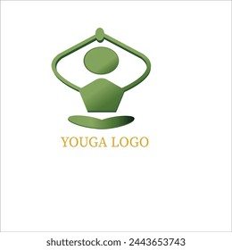 YOGA LOGO  WITH WHITE  BACK GROUND GREEN COLOUR  lotus pose, yoga love STYLE Yoga lotus pose,  love  exercise workout exercises vector illustration isolated EPS FILE 