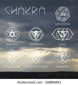 Yoga logos (background the clouds, the sun's rays)