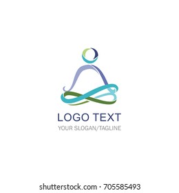 yoga logos yoga poses logo vector, yoga poses depicted with soft artistic and abstract curves, simplicity. love and harmony suitable for the yoga center logo and body and soul care.