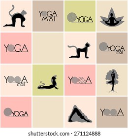 Yoga logos and poses set. Vector illustration in eps8 format.