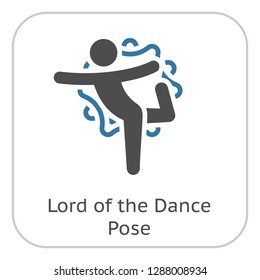 Yoga Lord of the Dance Pose Icon. Flat Design Yoga Poses with Mandala Ornament in Back. Isolated Illustration.