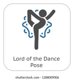 Yoga Lord of the Dance Pose Icon. Flat Design Yoga Poses with Mandala Ornament in Back. Isolated Illustration.