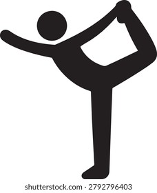 Yoga Lord of the Dance Pose Silhouette Natarajasana Balance Vector Icon