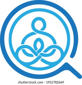 Yoga and lotus combination green magnifying glass web button