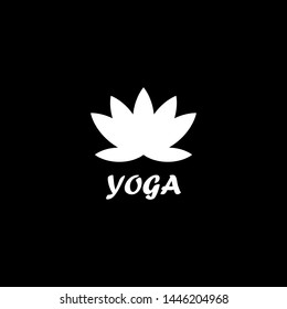 yoga lotus design vector illustration sign symbol. lotus with yoga text