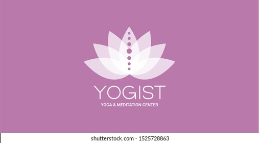 Yoga Lotus flower logo. Lotus with chakras symbol. 7 chakra sign symbol, lotus flower icon