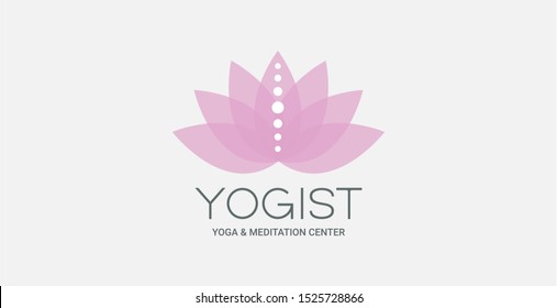 Yoga Lotus flower logo. Lotus with chakras symbol. 7 chakra sign symbol, lotus flower icon