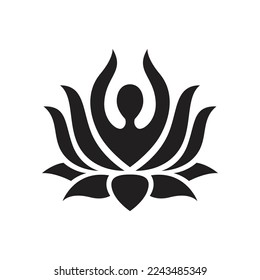 Yoga Lotus flower logo creative design. abstract logo template yoga pose vector illustration.