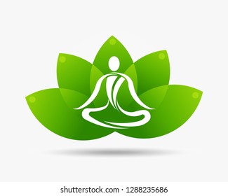 Yoga Lotus Flower Logo Illustration