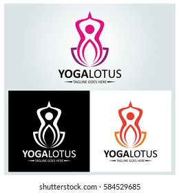 Yoga lotus logo design template. Buddha logo design concept. Vector illustration