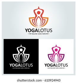 Yoga lotus logo design template. Buddha logo design concept. Vector illustration
