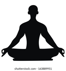 yoga, lotus, person, black silhouette, vector icon