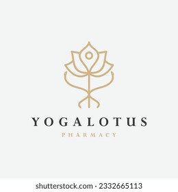 Yoga lotus pharmacy logo icon design template vector illustration