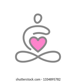 Yoga lotus pose. Creative logotype.  Vector template.