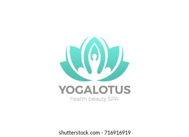 Yoga Lotus pose flower Logo design vector template.
Health Beauty SPA Logotype concept icon.